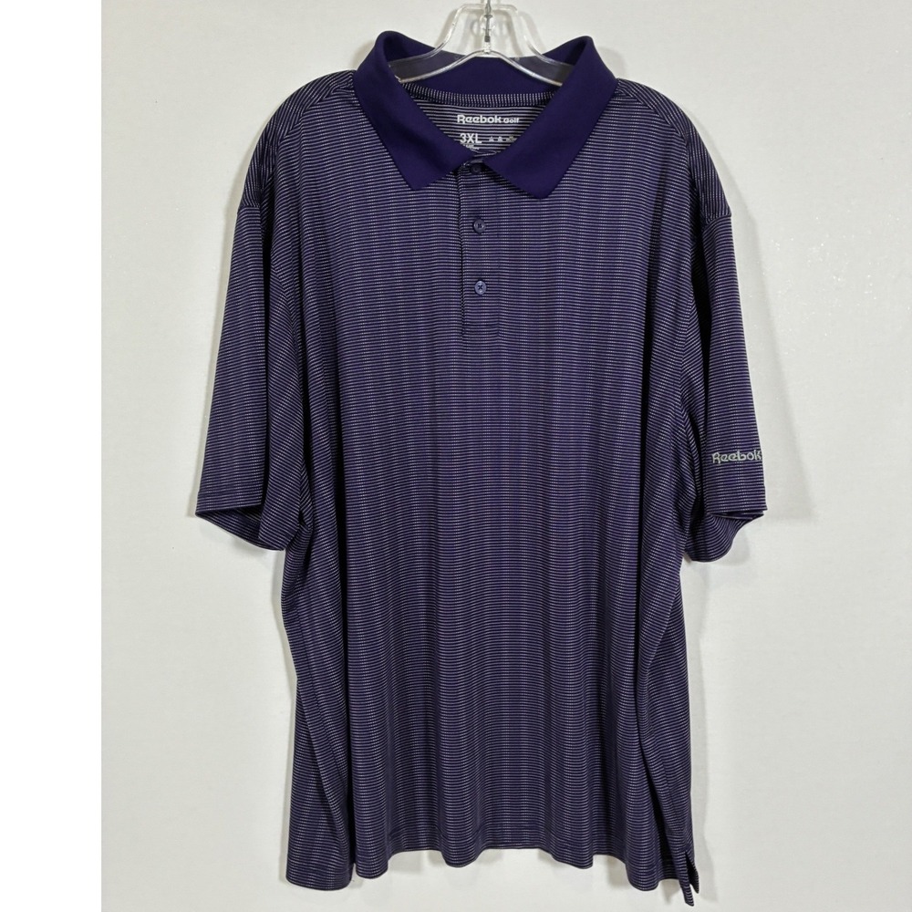 Reebok Golf Mens 3XL Purple Micro Stripe Performance Polo Shirt DXGF18503